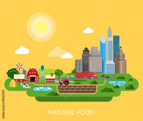 Natural Food Farm agriculture products flat isometric vector 3d