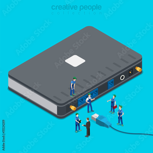 Internet service connection supply wi-fi flat isometric vector