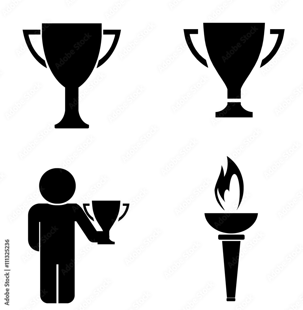 Trophée et flambeau en 4 icônes Trophée et flambeau en 4 icônes