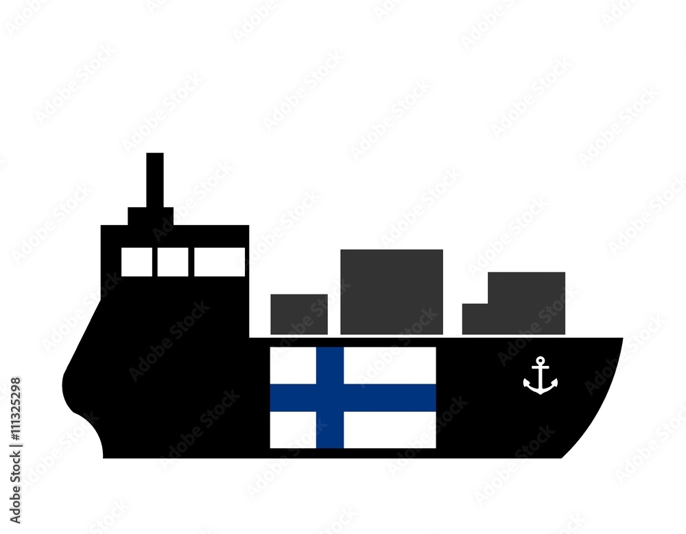 Drapeau de la Finlande sur un bateau cargo