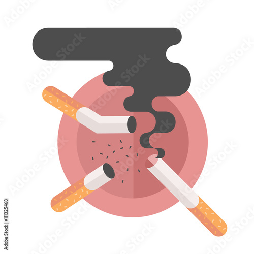 Icons about smoking, vector illustration flat, the dangers of smoking, health problems due to smoking ashtray, nicotine dangerous smoke, danger to life and limb due to nicotine