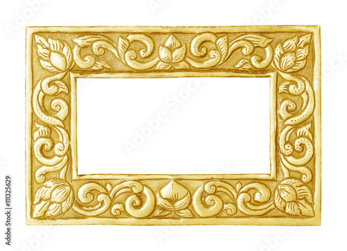 old decorative silver frame - handmade, engraved - isolated on w