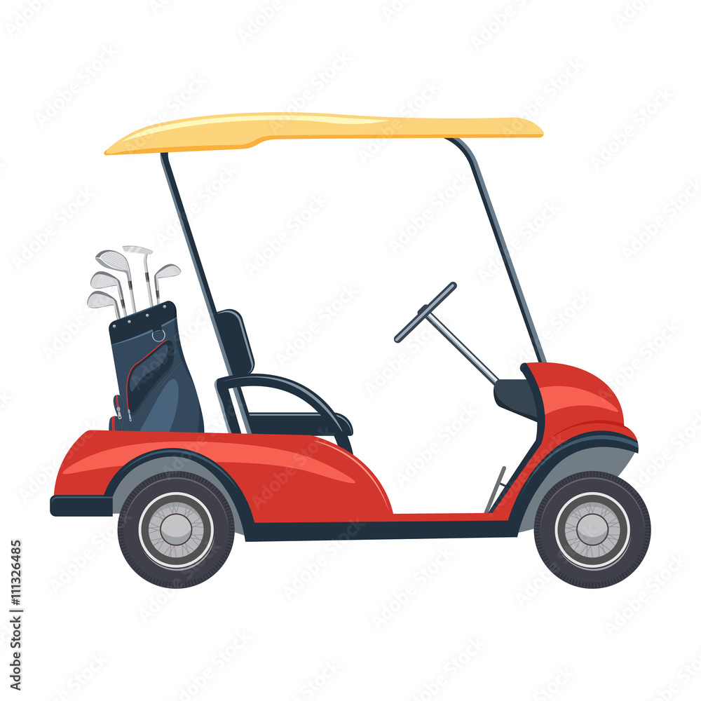 red golf cart vector illustration. golf car isolated on white background