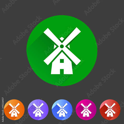 Mill windmill icon flat web sign symbol logo label set