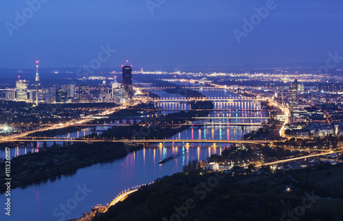 Vienna skyline and Danube River