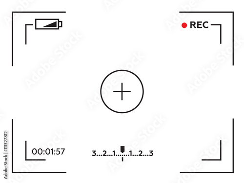 Camera viewfinder. Template focusing screen of the camera. Viewfinder camera recording