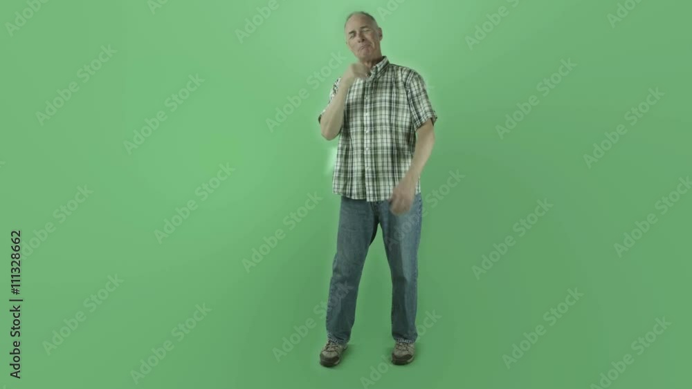 Senior caucasian man isolated on chroma green screen call me hand sign Senior caucasian man isolated on chroma green screen call me hand sign