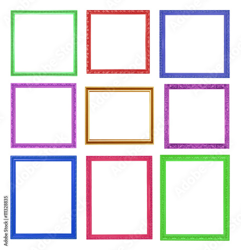 The collection colorful frames on the white background