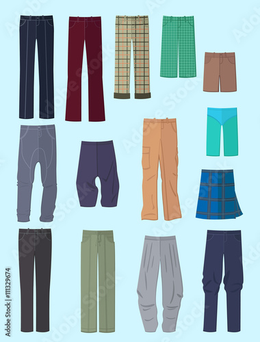 Men's pants in flat design