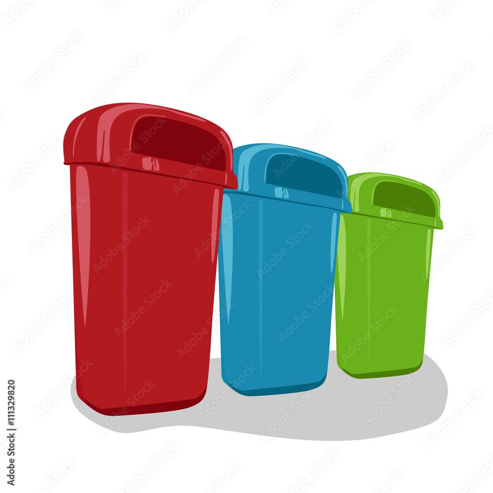 Different colored recycle bins set Different colored recycle bins set