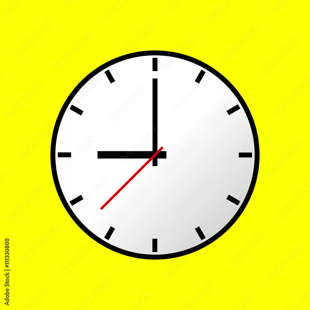Clock icon, Vector illustration, flat design. Easy to use and edit. EPS10. Yellow background. Clock icon, Vector illustration, flat design. Easy to use and edit. EPS10. Yellow background.