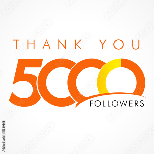 Thank you 5000 followers logo. The vector thanks card for network friends with 5000 numbers text