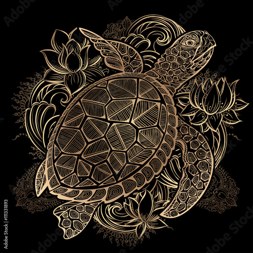 vector sea turtle gold