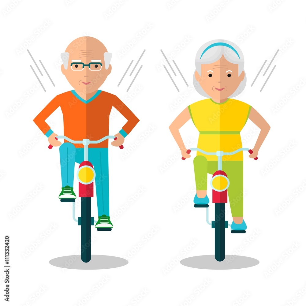 elderly couple on bicycles elderly couple on bicycles