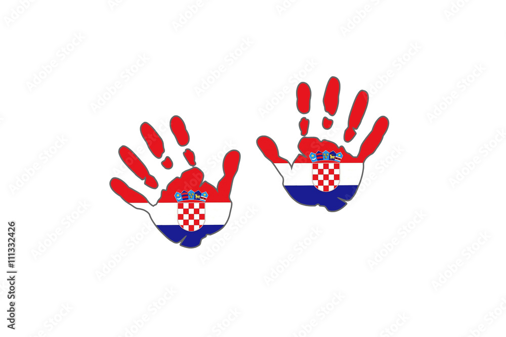 Fototapeta premium Croatia hands flags