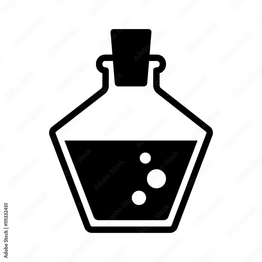 Health or magic mana potion decanter bottle flat icon for games and