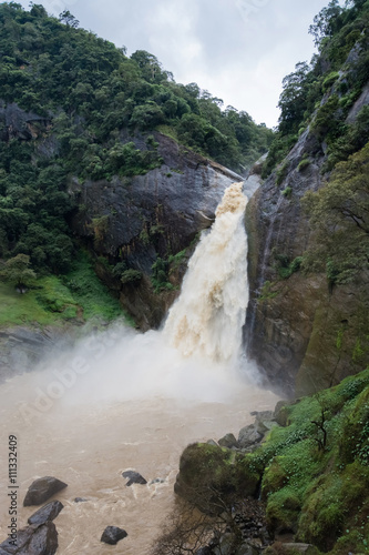 Dunhinda Waterfall on a Rainy Day