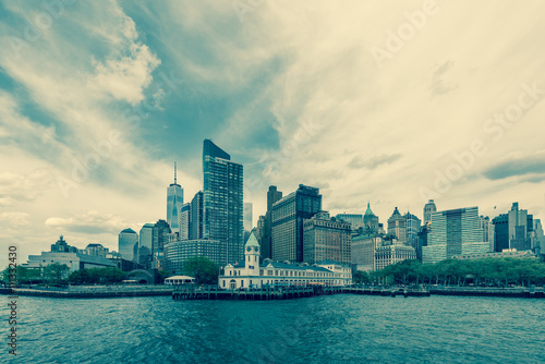 Skyline Manhattan & Battery Park, vintage Look