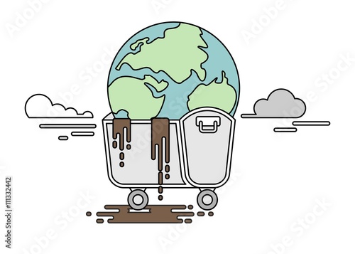 lines polluted planet in trash can uncolor