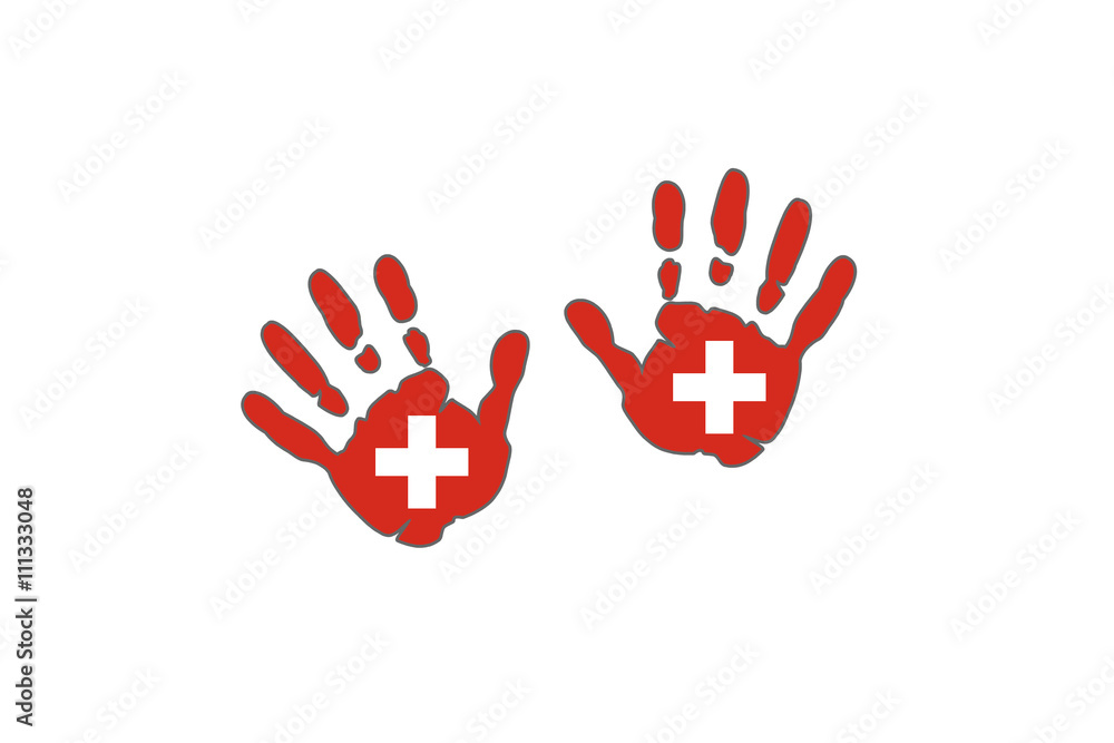 Switzerland hands flags Switzerland hands flags