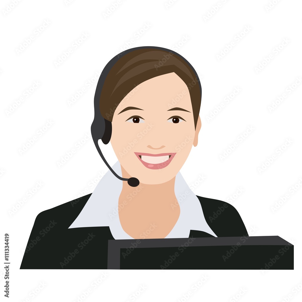 Profession receptionist woman, isolated vector Profession receptionist woman, isolated vector