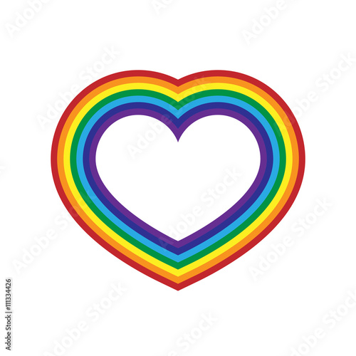 Wallpaper Mural Rainbow icon heart. Flat sign, isolated on white background. Colorful light and bright design element for decorative concept. Symbol of rain, sky, clear and love, Valentine day. Vector illustration. Torontodigital.ca