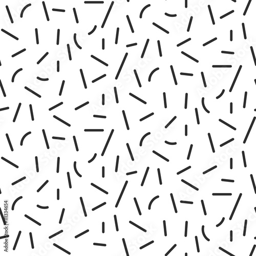 Black and white dash geometric vintage design pattern. Monochrome abstract shape background.