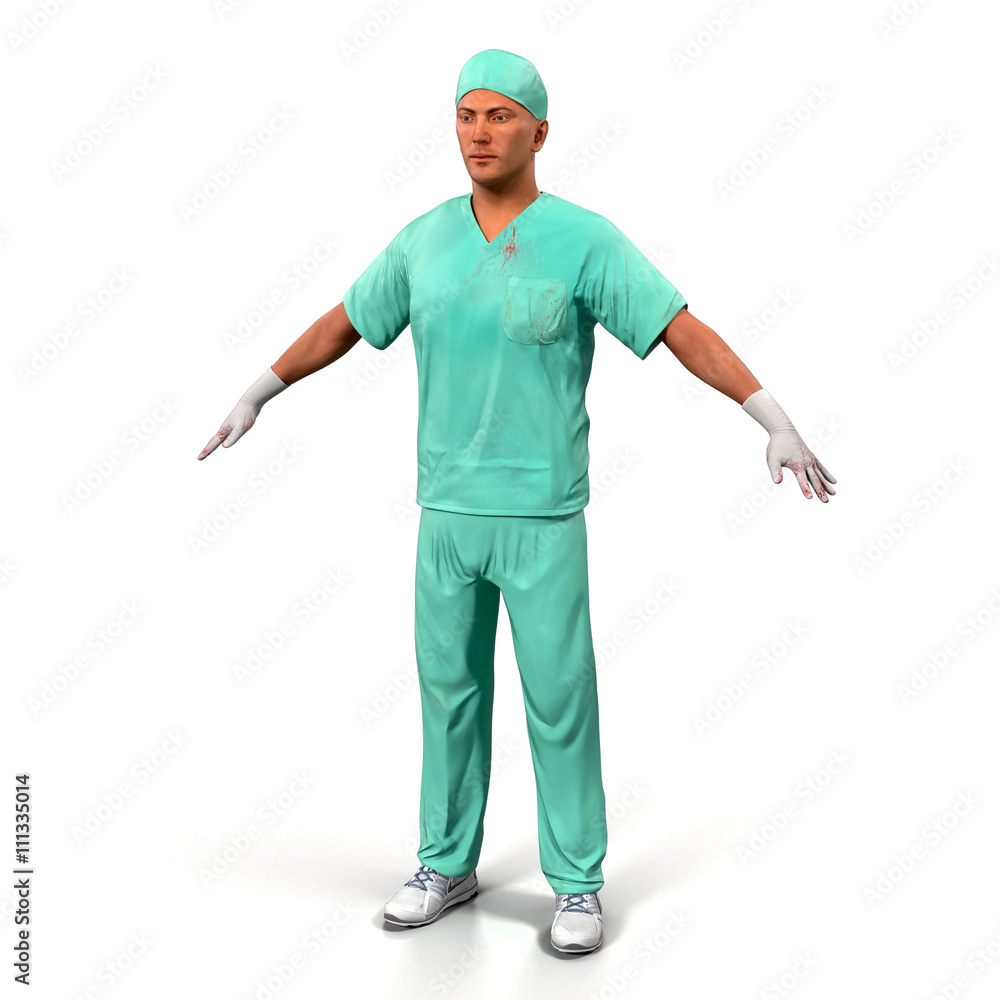 Portrait Of A Confident Mature Doctor Isolated On White 3D Illustration