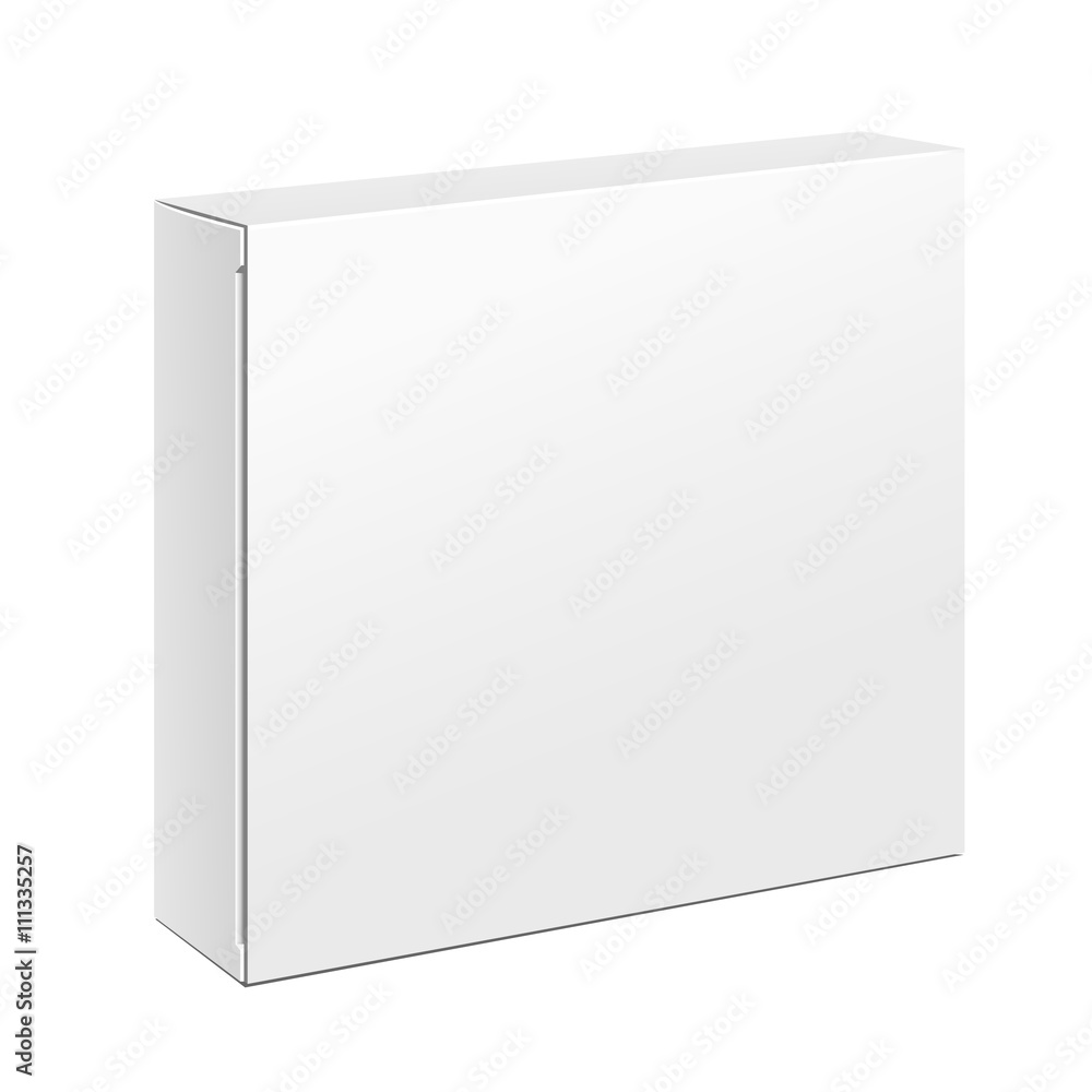 White Product Cardboard Package Box. Illustration Isolated On White Background. Mock Up Template Ready For Your Design. Vector EPS10 White Product Cardboard Package Box. Illustration Isolated On White Background. Mock Up Template Ready For Your Design. Vector EPS10