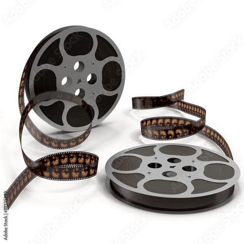 Movie film reel on white 3D Illustration photo