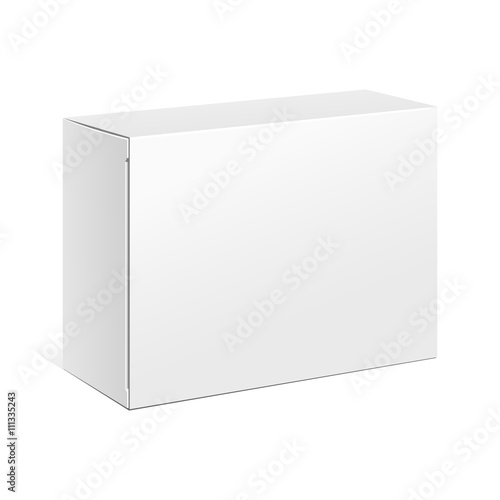 White Product Cardboard Package Box. Illustration Isolated On White Background. Mock Up Template Ready For Your Design. Vector EPS10