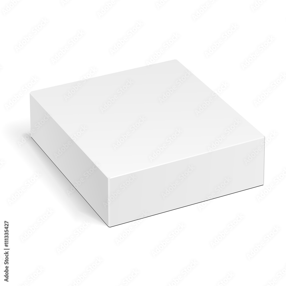 White Product Cardboard Package Box. Illustration Isolated On White Background. Mock Up Template Ready For Your Design. Vector EPS10 White Product Cardboard Package Box. Illustration Isolated On White Background. Mock Up Template Ready For Your Design. Vector EPS10