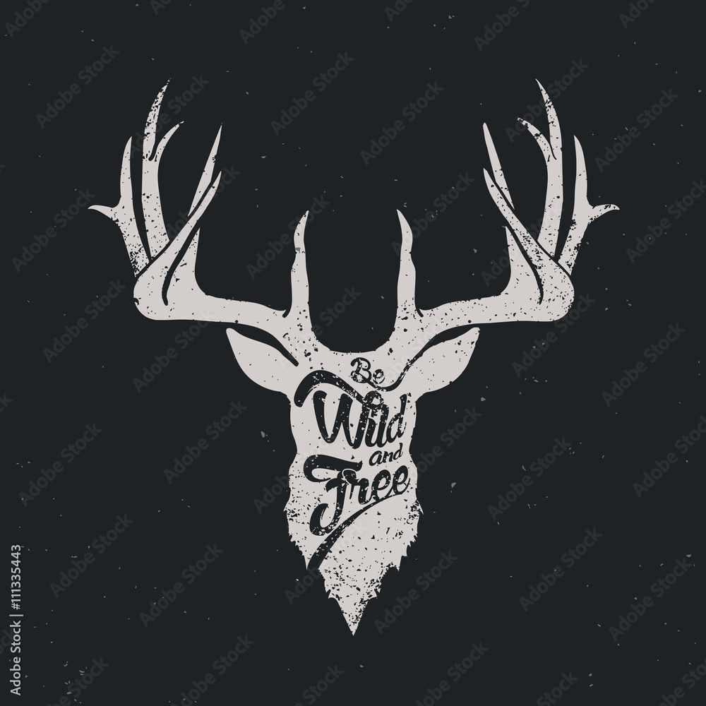 Fototapeta premium Deer be wild and free invert
