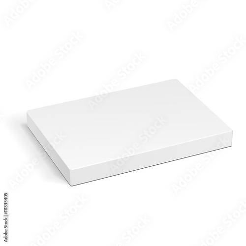 White Product Cardboard Package Box. Illustration Isolated On White Background. Mock Up Template Ready For Your Design. Vector EPS10