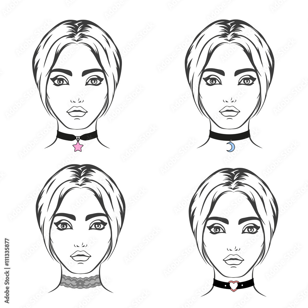 Choker set vector isolated. Necklace with symbol Choker set vector isolated. Necklace with symbol