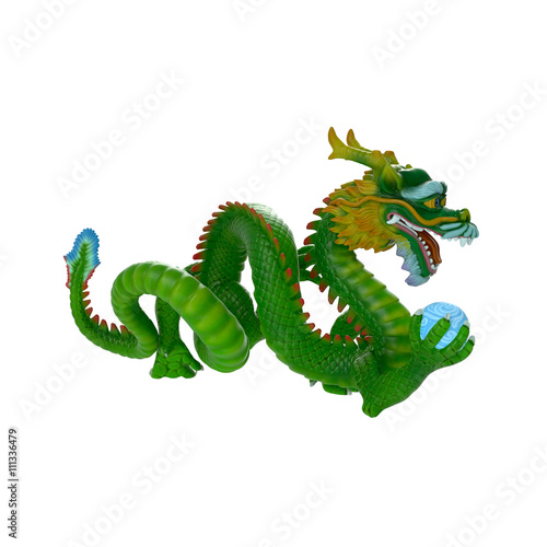 Chinese style dragon statue isolated on white 3D Illustration