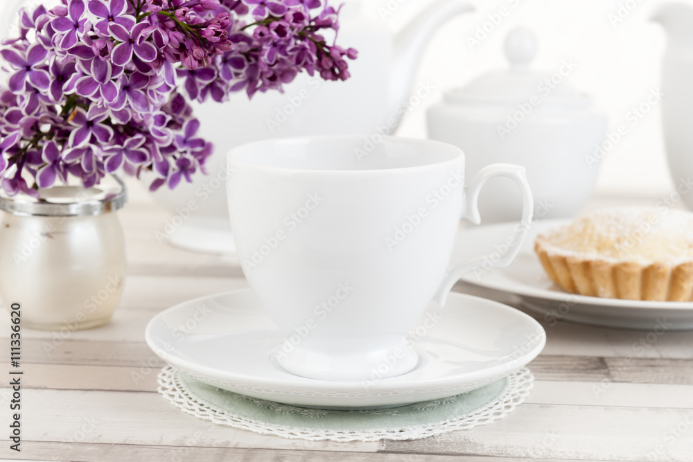 Composition of white porcelain cup Composition of white porcelain cup