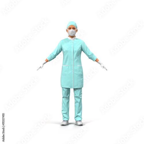 Female doctor full length portrait on white 3D Illustration