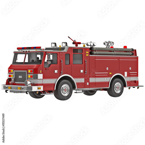 Firetruck on a white 3D Illustration