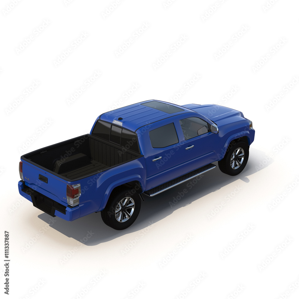 Generic pickup car isolated on white 3D Illustration