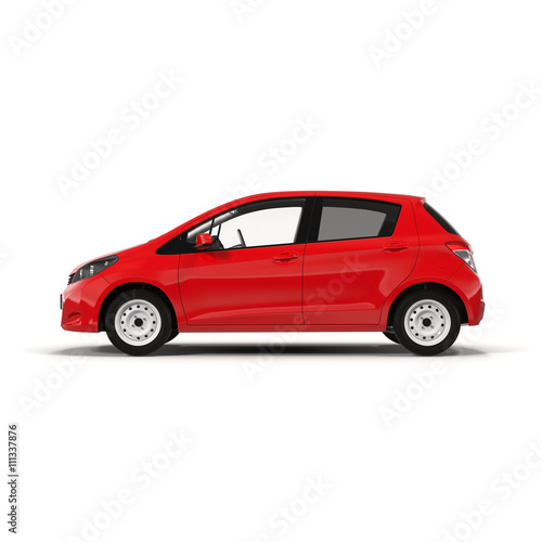 Red Family Hatchback Car isolated on white 3D Illustration © 2dmolier
