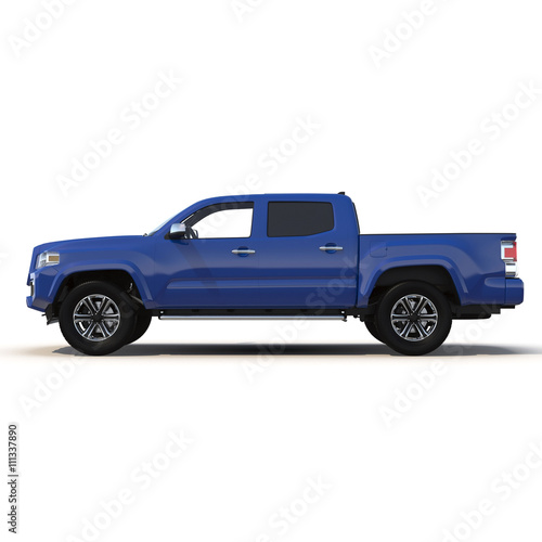 Generic pickup car isolated on white 3D Illustration