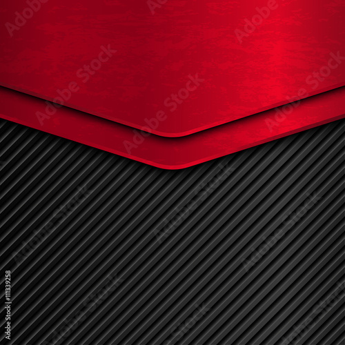 Black and red metallic background. Grunge metal background. Vector metallic banner. Abstract background