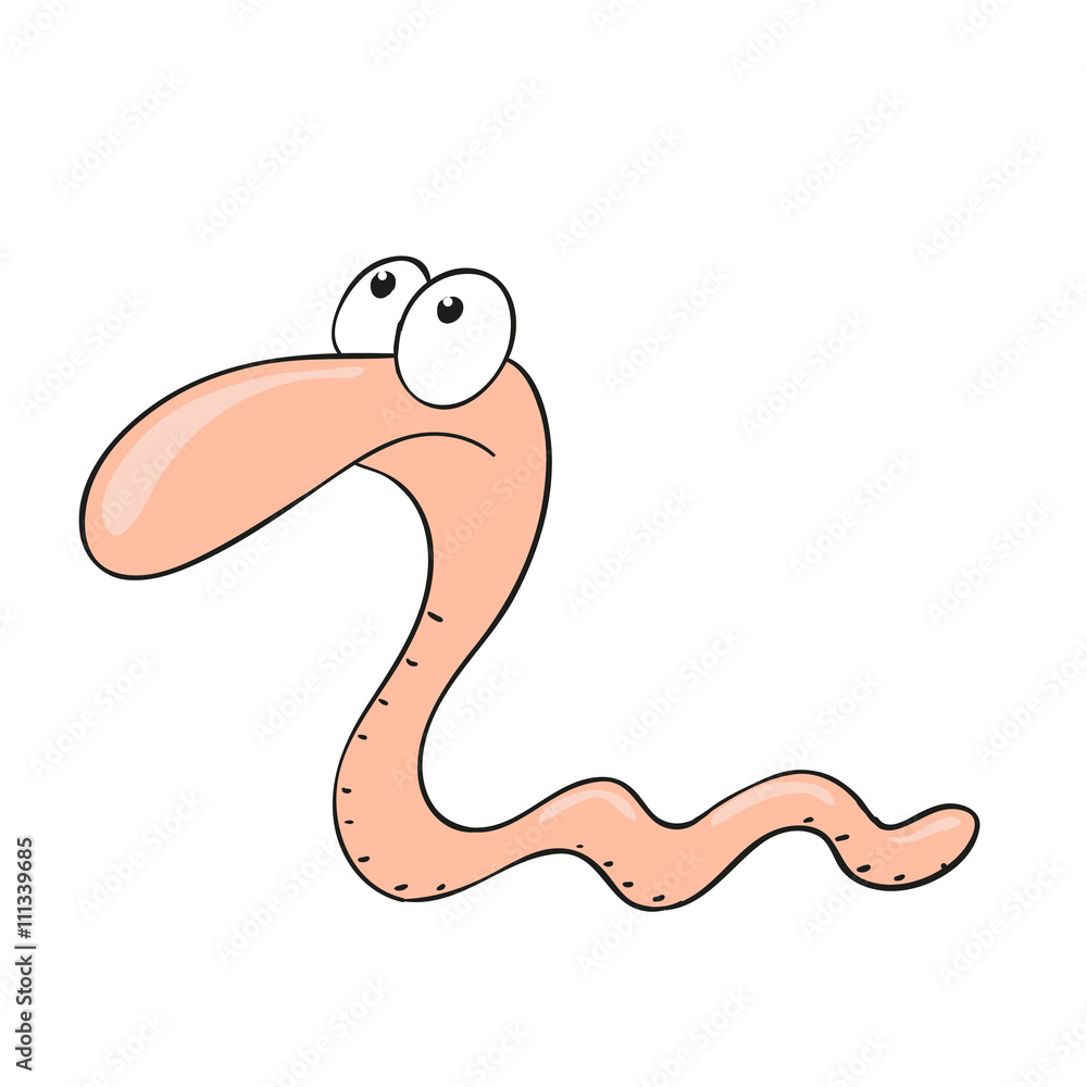 Sad cartoon character worm. Vector illustration Sad cartoon character worm. Vector illustration