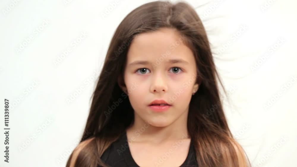 Beautiful girl, brunette with green eyes Scared baby Beautiful girl, brunette with green eyes Scared baby