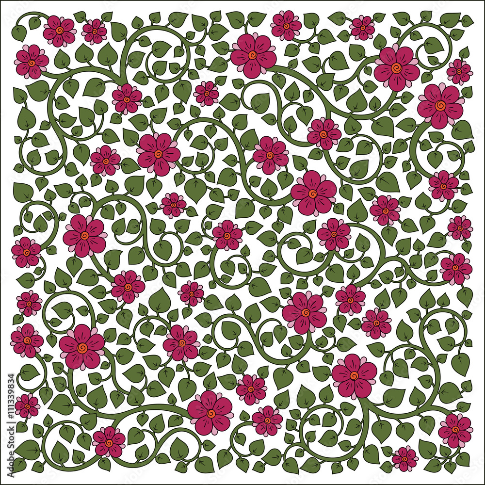 Vector illustration of square made with floral elements. Vector illustration of square made with floral elements.
