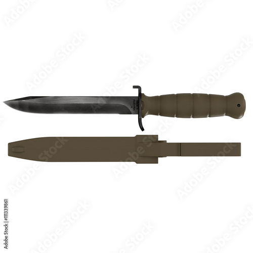 Dangerous black knife isolated on white 3D Illustration
