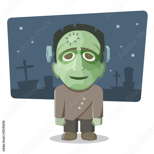 Cartoon Monster. Vector illustration on a background