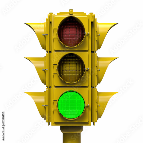 3D Isolated Traffic Light Illustration
