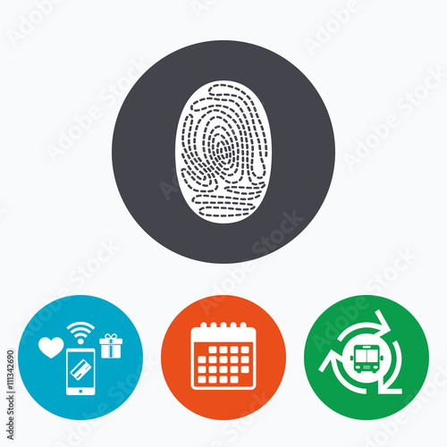 Fingerprint sign icon. Identification symbol.